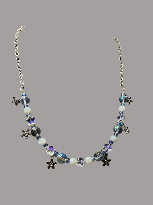 Delicate Iridescent Flower Charm Necklace